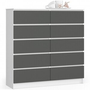 Komoda K120 10SZ CLP biela / sivá