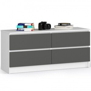 Komoda K120 4SZ CLP biela / sivá