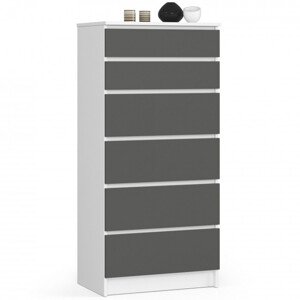 Komoda K60 6SZ CLP biela / sivá