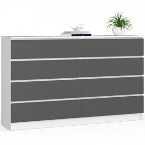 Komoda K160 8SZ CLP biela / sivá