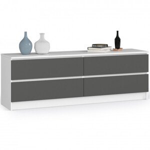 Komoda K160 4SZ CLP biela / sivá
