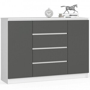 Komoda K140 2D 4SZ CLP biela / sivá