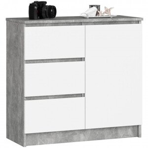Komoda K80 JERRY 1D 3SZ betón / biela