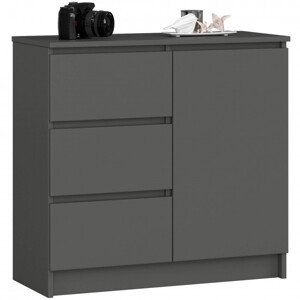 Komoda K80 JERRY 1D 3SZ grafitová / sivá
