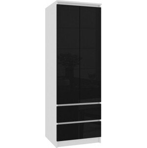 Skriňa STAR S 60 cm 2D 2SZ biela / čierna lesk