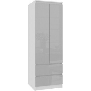 Skriňa STAR S 60 cm 2D 2SZ biela / metalická lesk