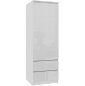 Skriňa STAR S 60 cm 2D 2SZ biela / biela lesk