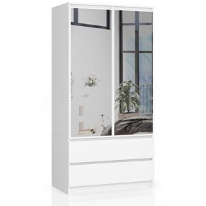 Skriňa S 90 cm 2D 2SZ 2 zrkadlá CLP biela