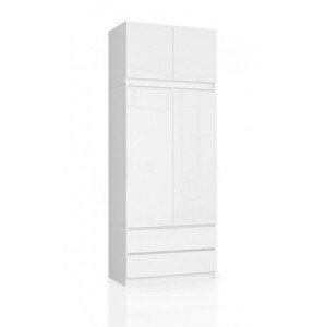 Skriňa s nadstavcom S 90 cm 2D 2SZ CLP biela, lesk