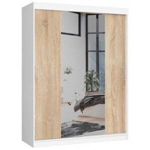 Šatníková skriňa s posuvnými dverami 150 cm CLP biela / sonoma