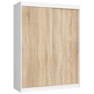 Šatníková skriňa s posuvnými dverami 150 cm CLP mono biela / sonoma