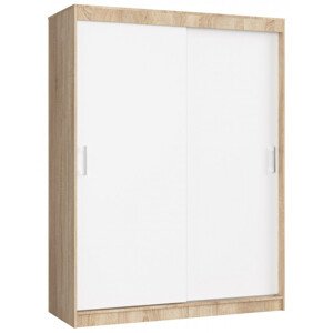 Šatníková skriňa s posuvnými dverami 150 cm CLP mono sonoma / biela