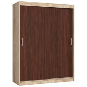 Šatníková skriňa s posuvnými dverami 150 cm CLP mono sonoma / wenge