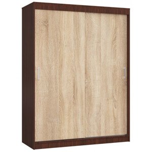 Šatníková skriňa s posuvnými dverami 150 cm CLP mono wenge / sonoma