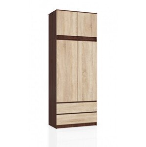 Skriňa s nadstavcom S 90 cm 2D 2SZ CLP wenge / sonoma