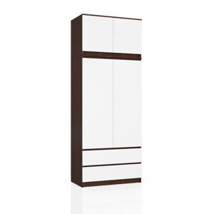Skriňa s nadstavcom S 90 cm 2D 2SZ CLP wenge / biela