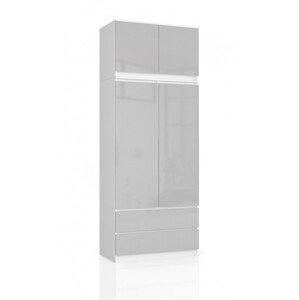 Skriňa s nadstavcom S 90 cm 2D 2SZ CLP metalická, lesk