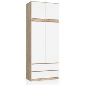 Skriňa s nadstavcom S 90 cm 2D 2SZ CLP dub sonoma / biela