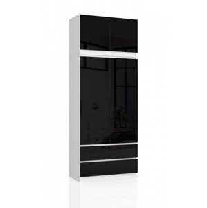 Skriňa s nadstavcom S 90 cm 2D 2SZ CLP čierna, lesk