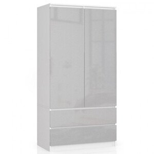 Skriňa S 90 cm 2D 2SZ CLP metalická, lesk