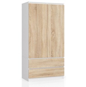 Skriňa S 90 cm 2D 2SZ CLP biela / sonoma