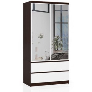 Skriňa S 90 cm 2D 2SZ 2 zrkadlá CLP wenge / biela
