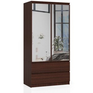 Skriňa S 90 cm 2D 2SZ 2 zrkadlá CLP wenge