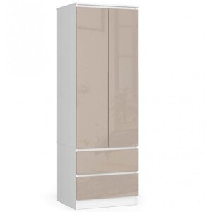 Skriňa STAR S 60 cm 2D 2SZ biela / cappuccino, lesk