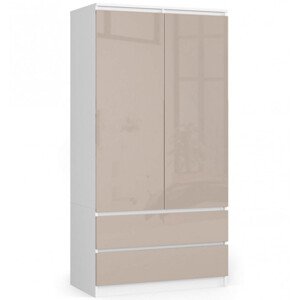 Skriňa S 90 cm 2D 2SZ CLP biela / cappuccino, lesk