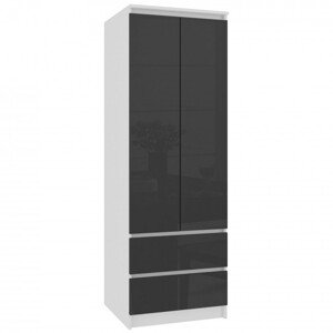 Skriňa STAR S 60 cm 2D 2SZ biela / grafitová, lesk