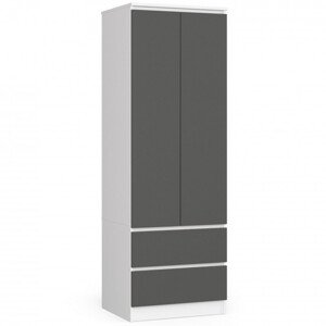 Skriňa STAR S 60 cm 2D 2SZ biela / sivá