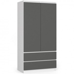Skriňa S 90 cm 2D 2SZ CLP biela / sivá