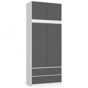Skriňa s nadstavcom S 90 cm 2D 2SZ CLP biela / sivá
