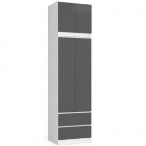 Skriňa s nadstavcom S 60 cm 2D 2SZ CLP biela / sivá