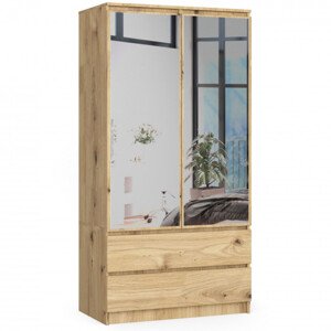 Skriňa S 90 cm 2D 2SZ 2 zrkadlá CLP dub artisan