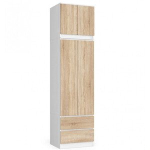 Skriňa s nadstavcom S 60 cm 2D 2SZ CLP biela / sonoma