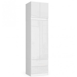 Skriňa s nadstavcom S 60 cm 2D 2SZ CLP biela / biela, lesk