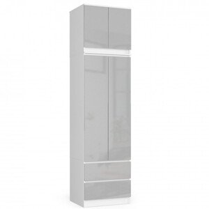 Skriňa s nadstavcom S 60 cm 2D 2SZ CLP biela / metalická, lesk