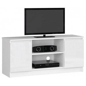 Stolík pod TV RTV 120 2D 1P biely, lesk