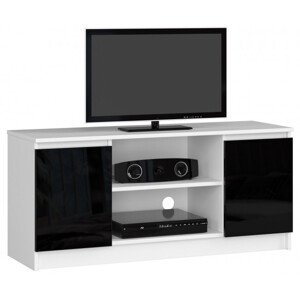Stolík pod TV RTV 120 2D 1P čierny, lesk