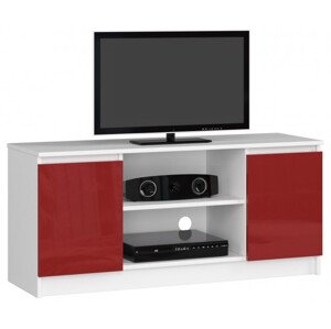 Stolík pod TV RTV 120 2D 1P červený, lesk
