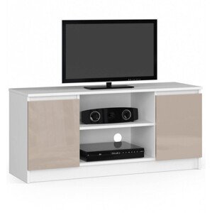 Stolík pod TV RTV 120 2D 1P biely / cappuccino, lesk