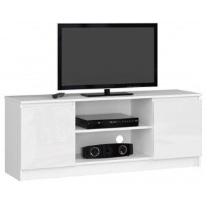 Stolík pod TV RTV 140 2D 1P biely, lesk