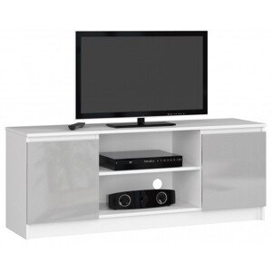 Stolík pod TV RTV 140 2D 1P biely / metalický, lesk