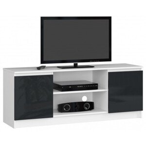 Stolík pod TV RTV 140 2D 1P biely / grafitový, lesk