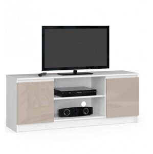 Stolík pod TV RTV 140 2D 1P biely / cappuccino, lesk