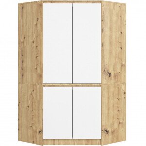 Rohová skriňa S100 4D CLP dub artisan / biela