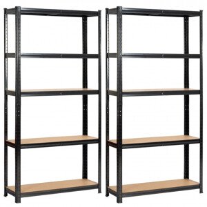 Set 2 kovových regálov 90x30x180 cm čierny