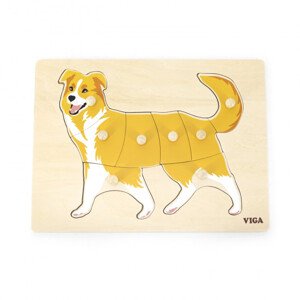 Puzzle na podložke s rúčkami Viga 44611 psík