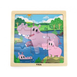 Puzzle na podstavci Viga 44628 9 dielikov - hroch
